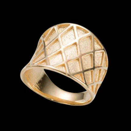 Sanjoya Vergulde Ring Gepolijst Met Matte Ruitjes L0223033