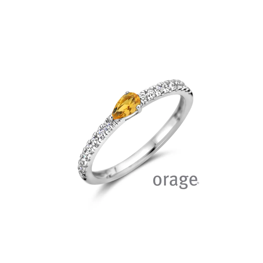 Orage Zilveren Ring Met Zirconia En Oranje Steentje AW161