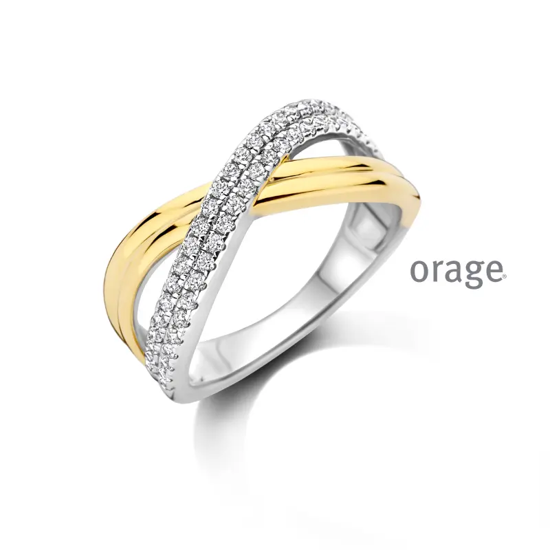 Orage bicolor ring met gekruist ontwerp BB220